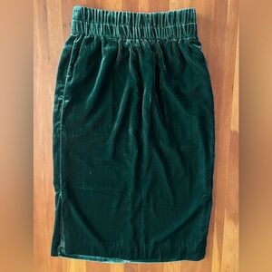 J Crew Long Forest green Velvet skirt XS